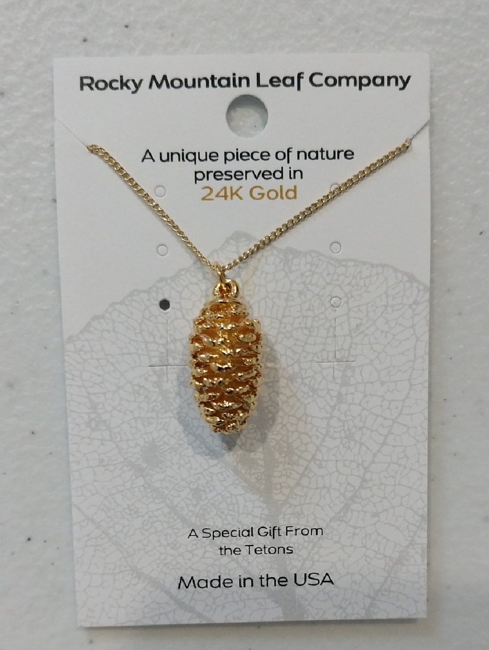 24K Gold Pinecone Pendant Necklace - Gold
